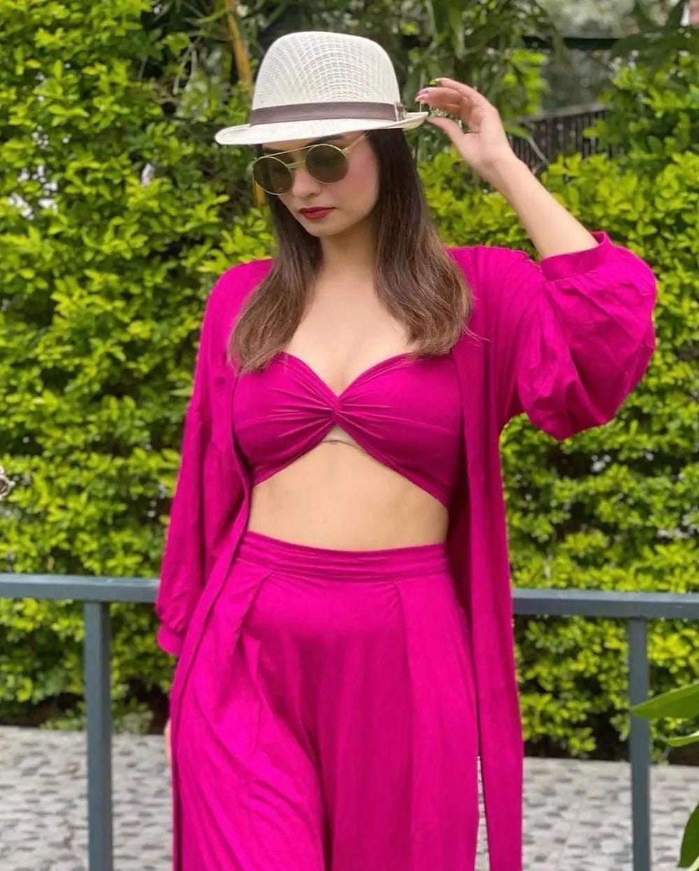 Bustier Top and Flared Pants with Shrug Risate
