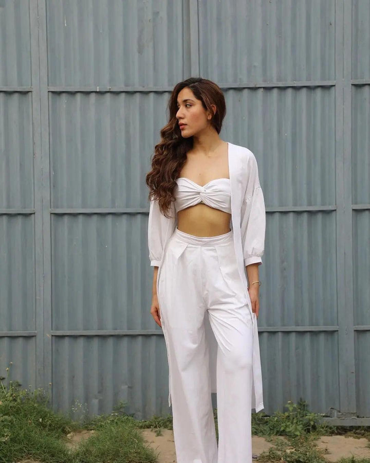Bustier Top and Flared Pants with Shrug Risate