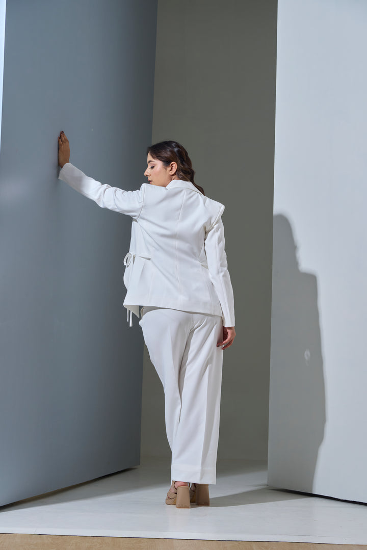 Model wearing 3 piece set(Blazer, Waist coat and Pants)