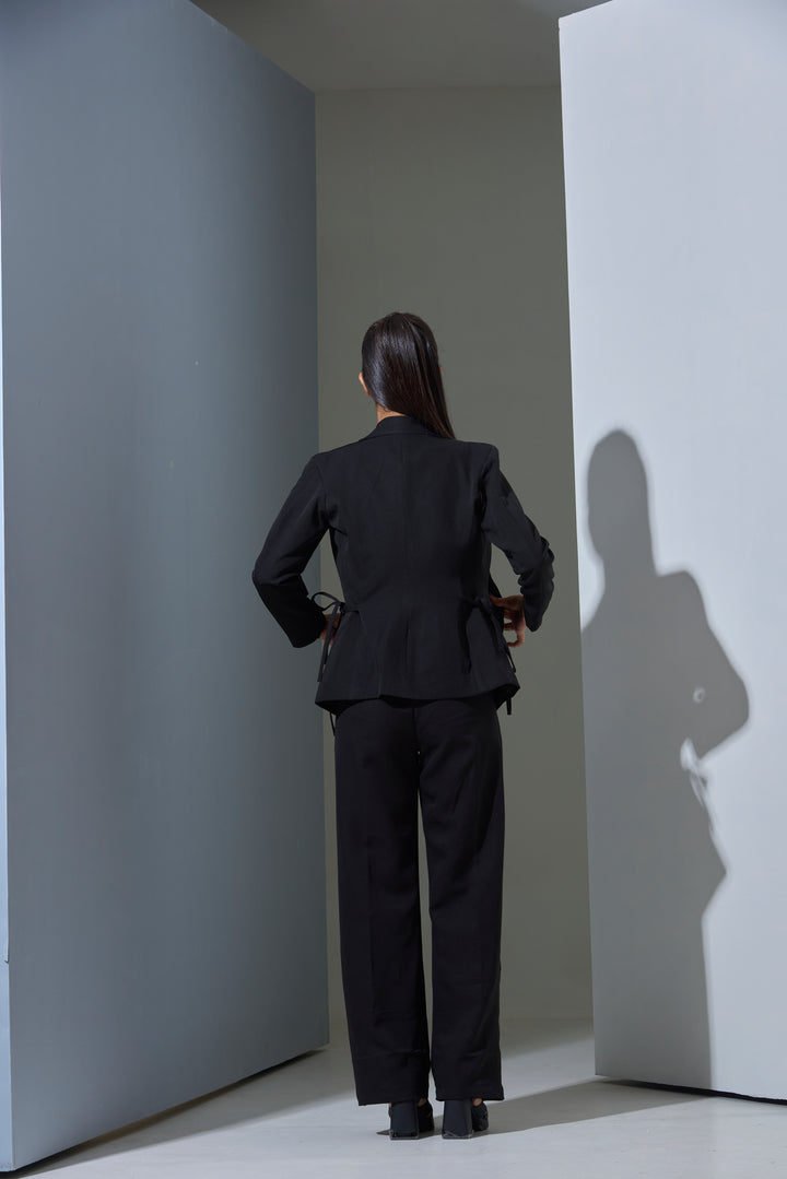 Model wearing 3 piece set(Blazer, Waist coat and Pants)
