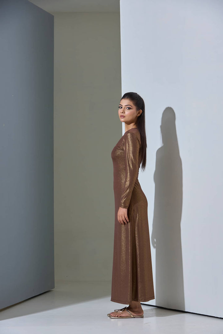 Bronze Metallic Maxi Dress - Risate