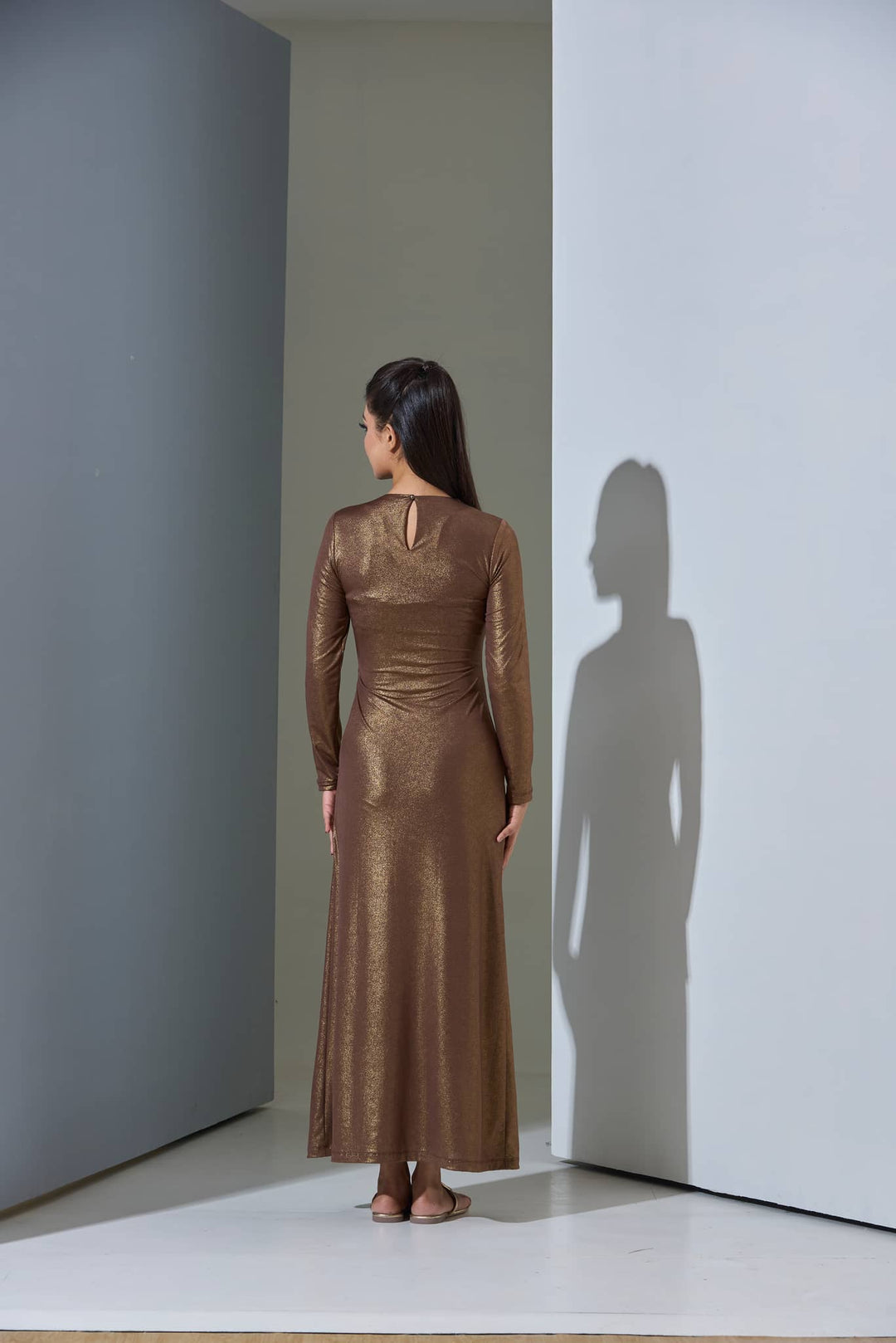 Bronze Metallic Maxi Dress - Risate