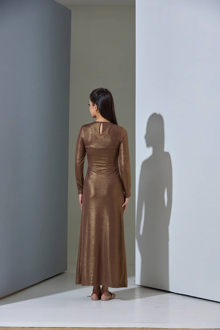 Bronze Metallic Maxi Dress - Risate