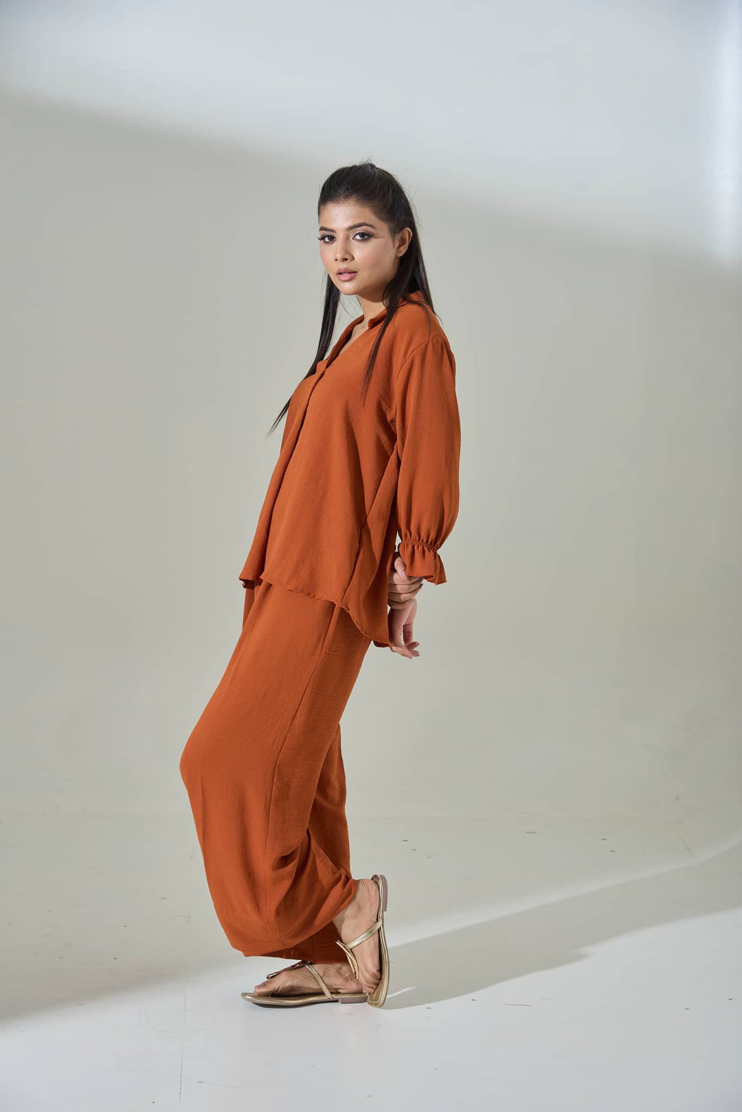 Burnt Orange Crepe Coord Set - Risate