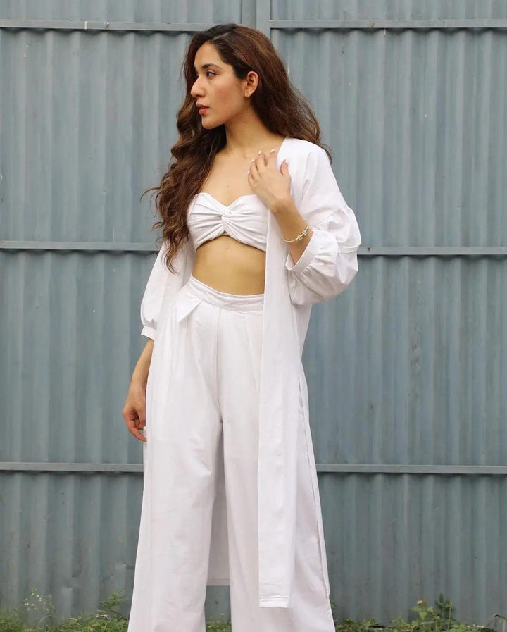 Bustier Top and Flared Pants with Shrug 3 piece Coord Set - Risate