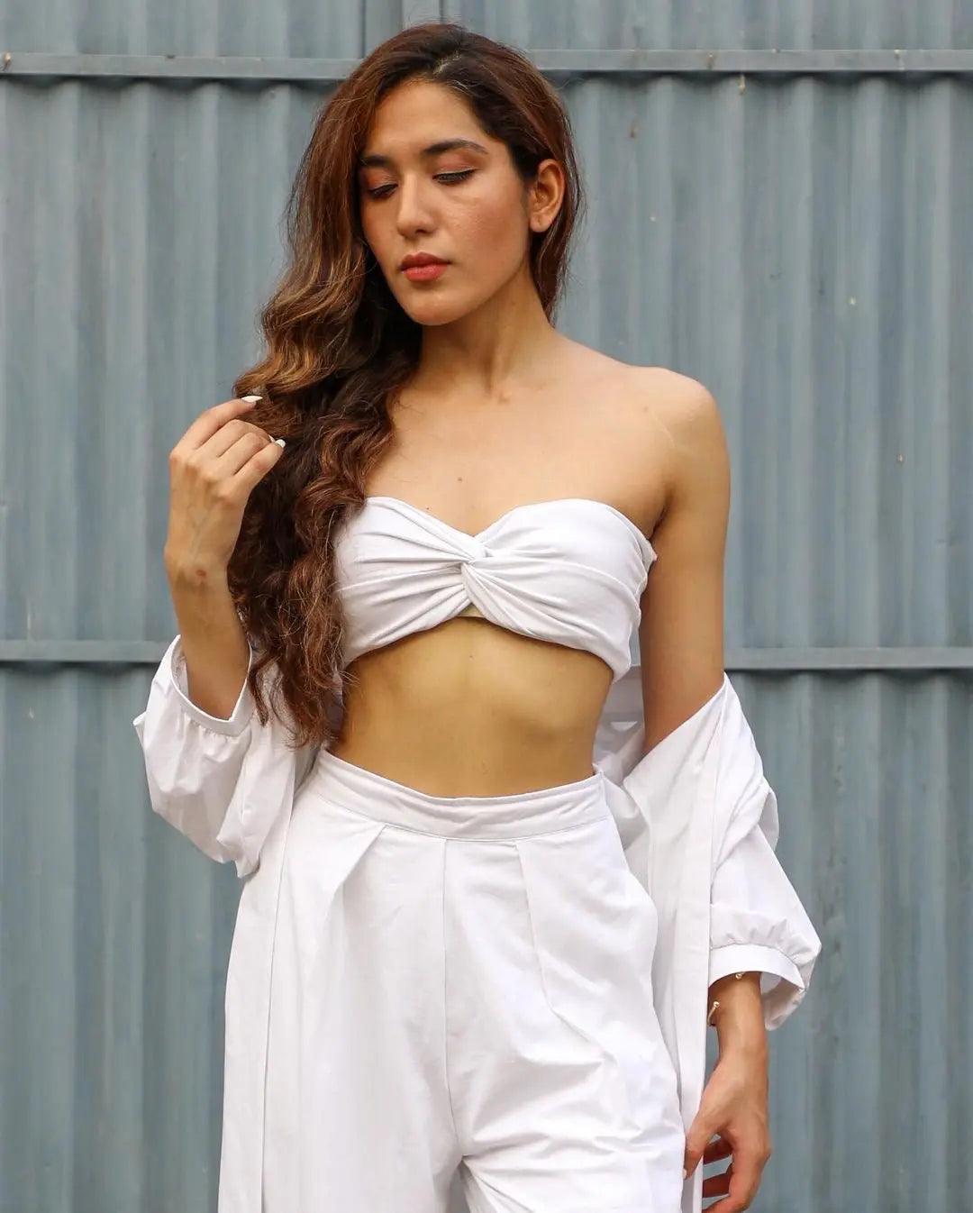 Bustier Top and Flared Pants with Shrug 3 piece Coord Set - Risate