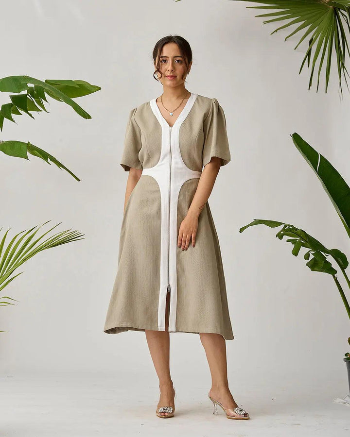 Chic Harmony Two Tone Midi Dress - Risate