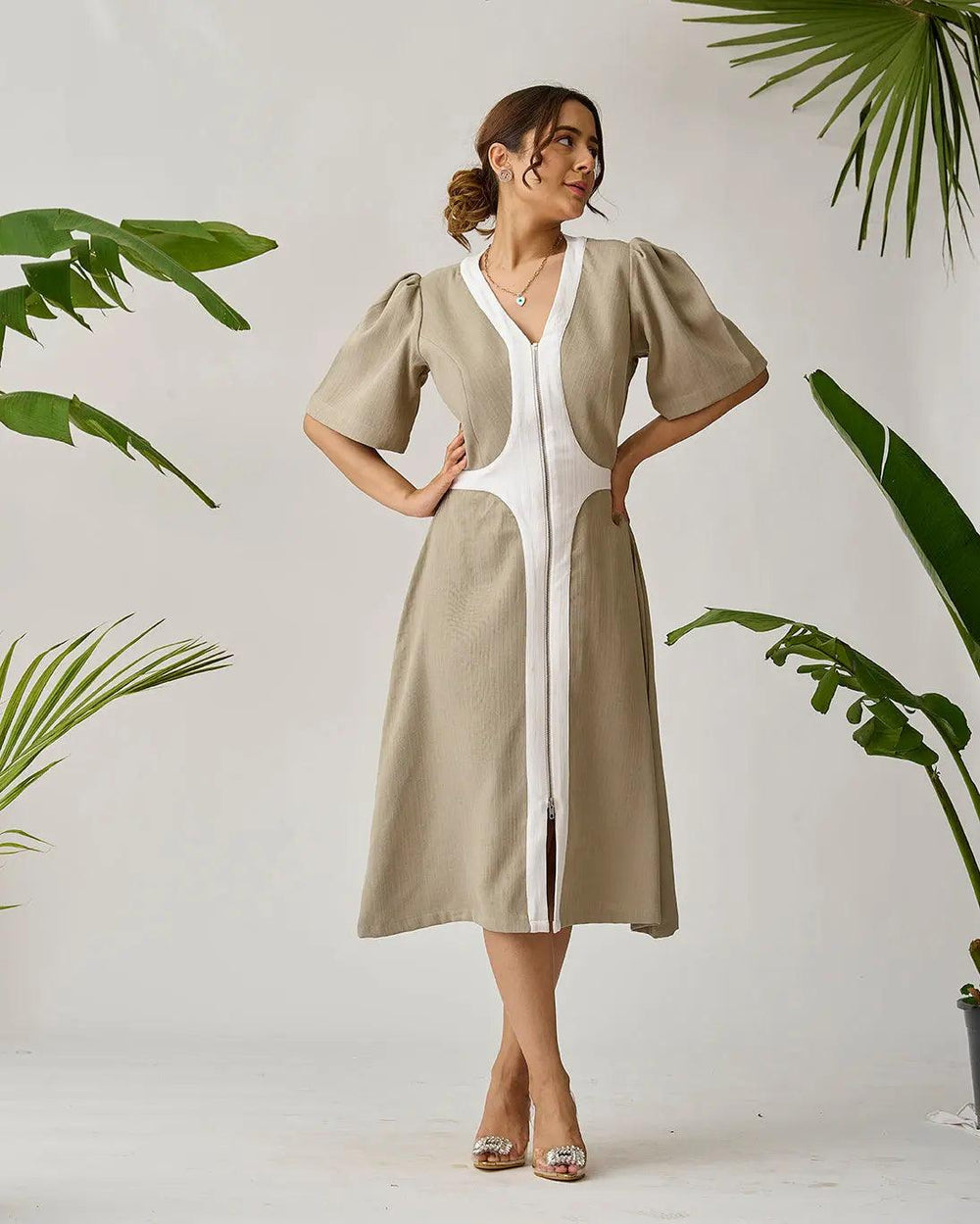 Chic Harmony Two Tone Midi Dress - Risate