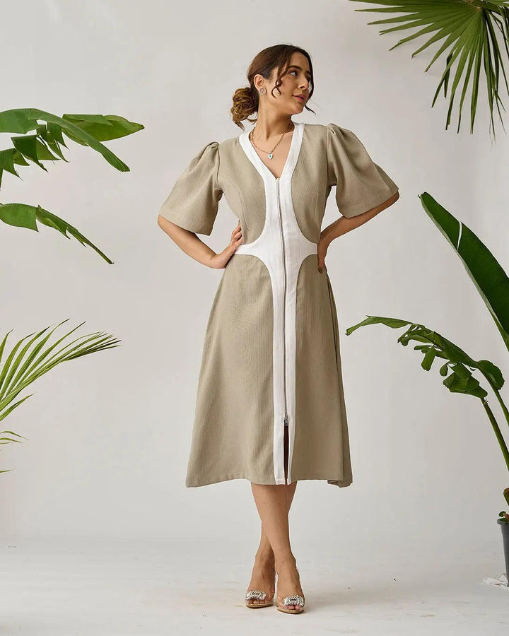 Chic Harmony Two Tone Midi Dress - Risate