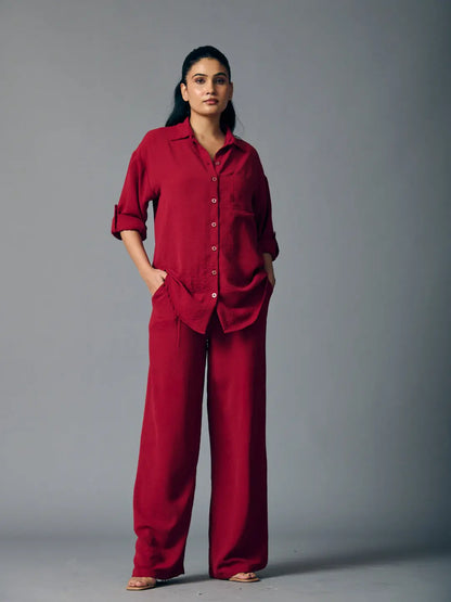 Classic Latte Shirt with Flared Pants - Risate