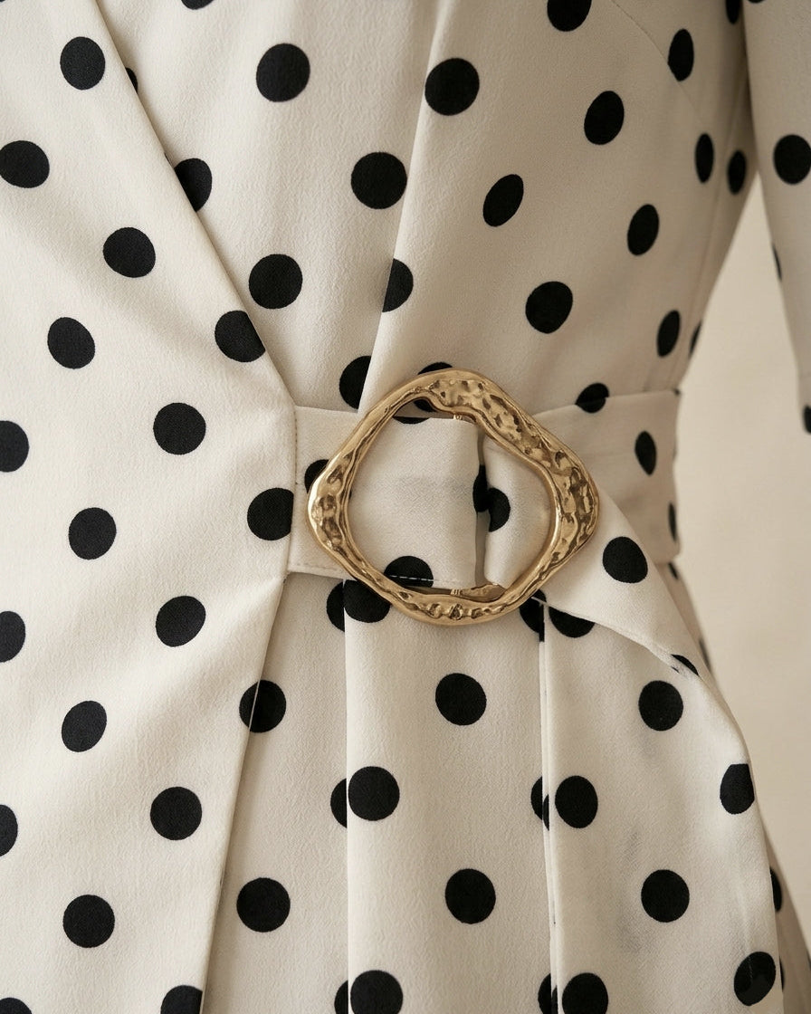 Classic Polka Dot Asymmetric Wrap Co-ord Set - Risate