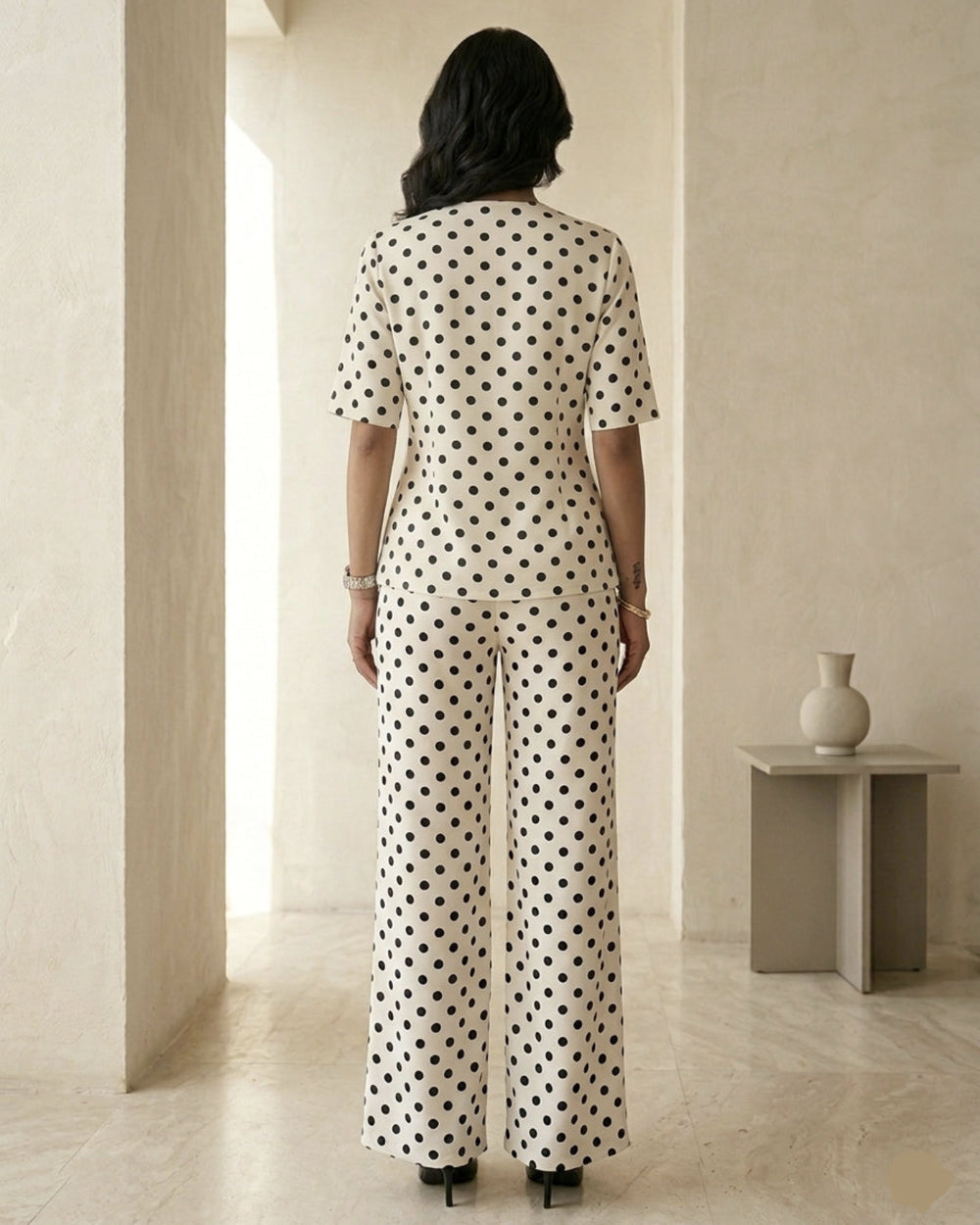 Classic Polka Dot Asymmetric Wrap Co-ord Set - Risate