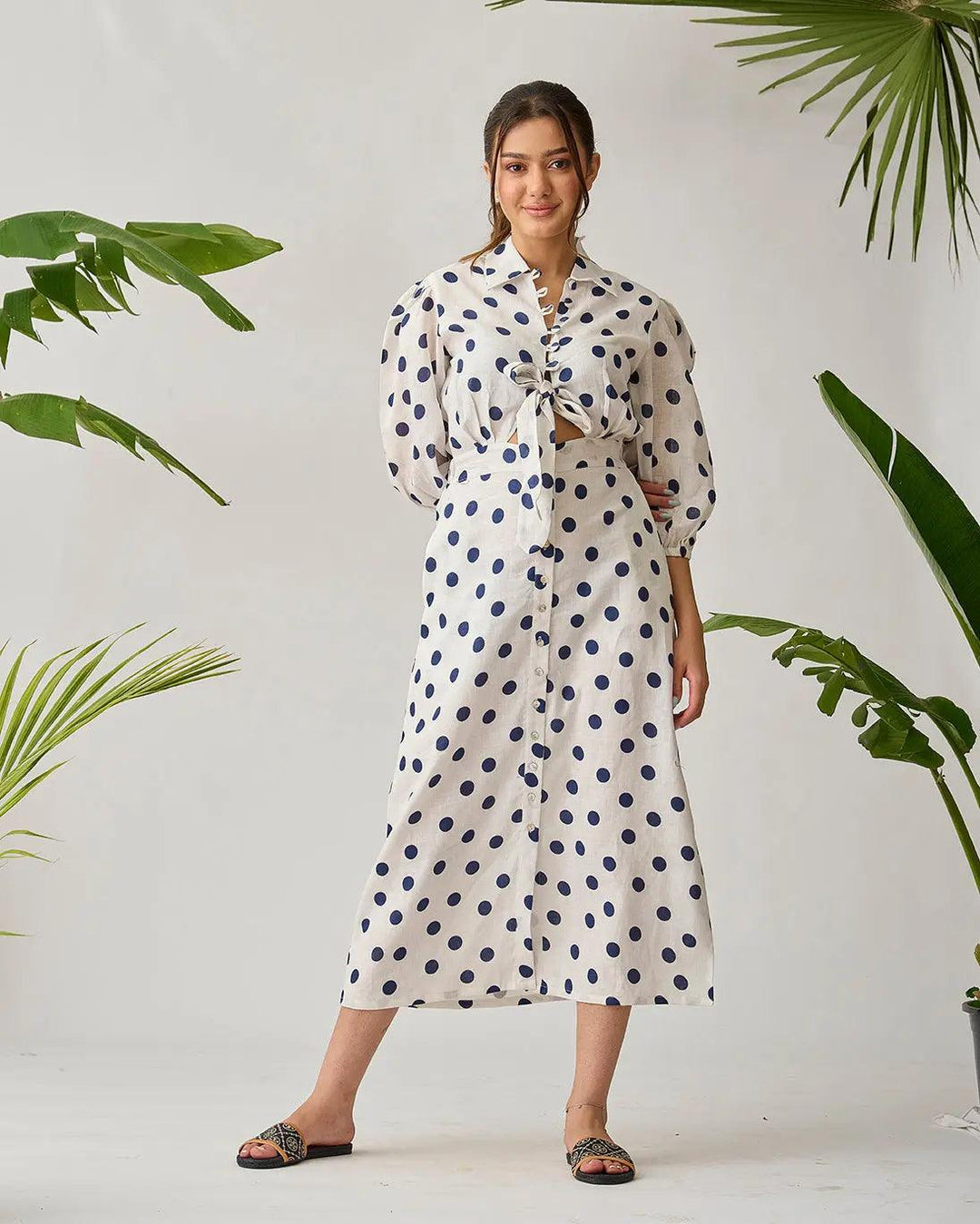 Coastal Breeze Linen Front Knot Dress - Risate