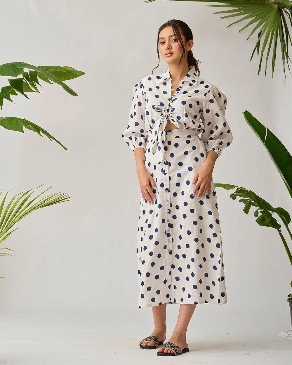 Coastal Breeze Linen Front Knot Dress - Risate