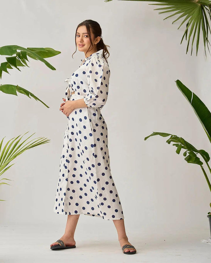 Coastal Breeze Linen Front Knot Dress - Risate