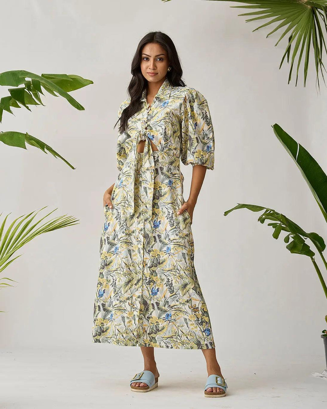 Coastal Breeze Linen Front Knot Dress - Risate