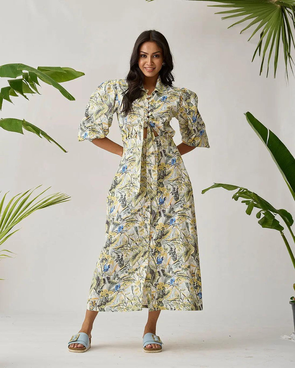 Coastal Breeze Linen Front Knot Dress - Risate