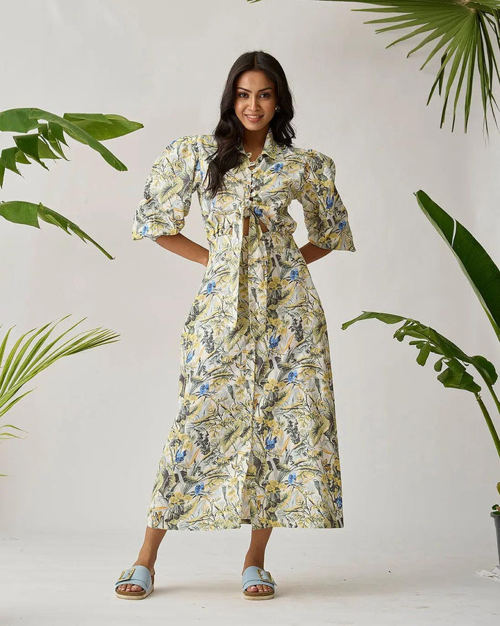 Coastal Breeze Linen Front Knot Dress - Risate
