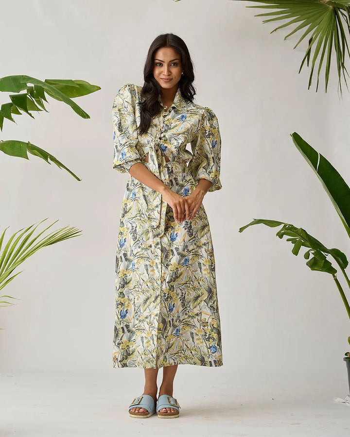 Coastal Breeze Linen Front Knot Dress - Risate