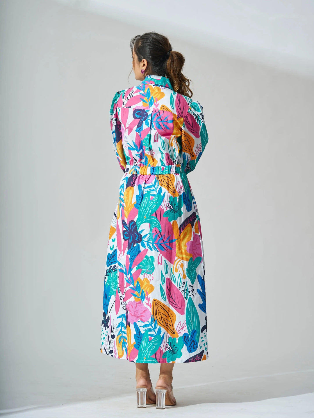 Coral Reef Print Linen Midi Dress - Risate