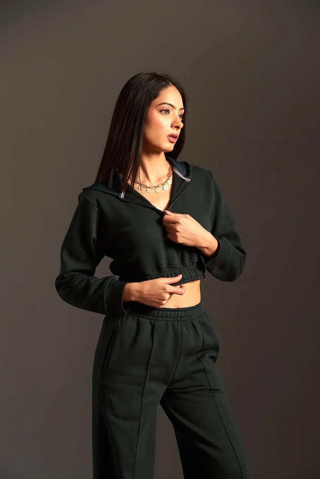 Cropped Hoodie with Flared Jogger Pants - Risate