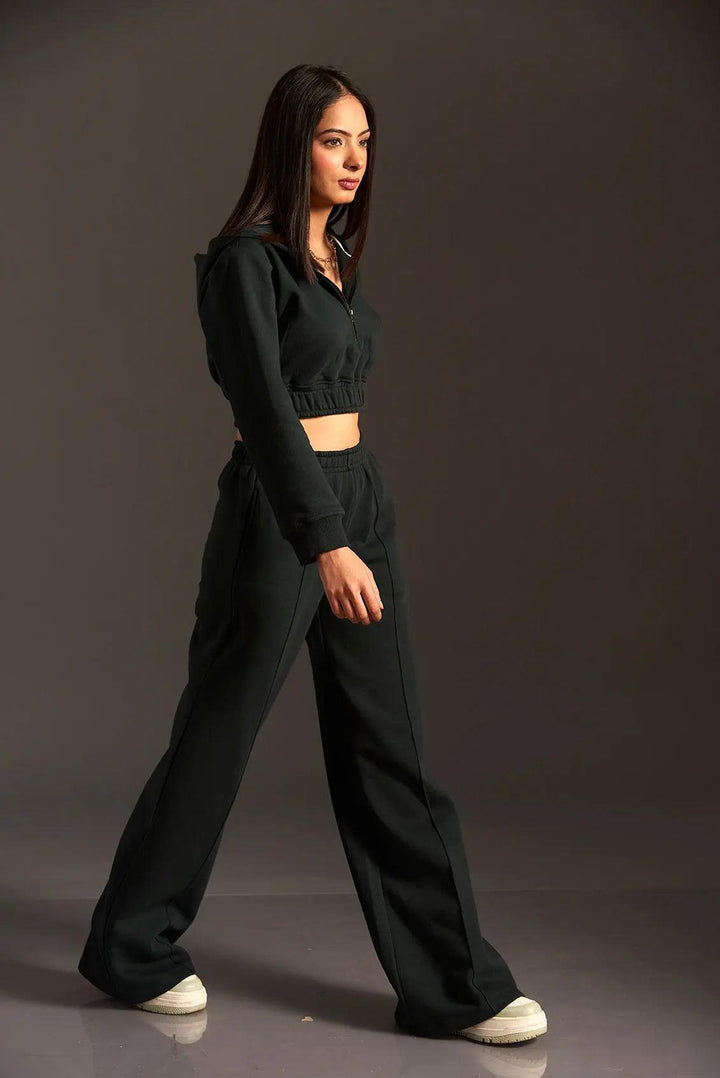 Cropped Hoodie with Flared Jogger Pants - Risate