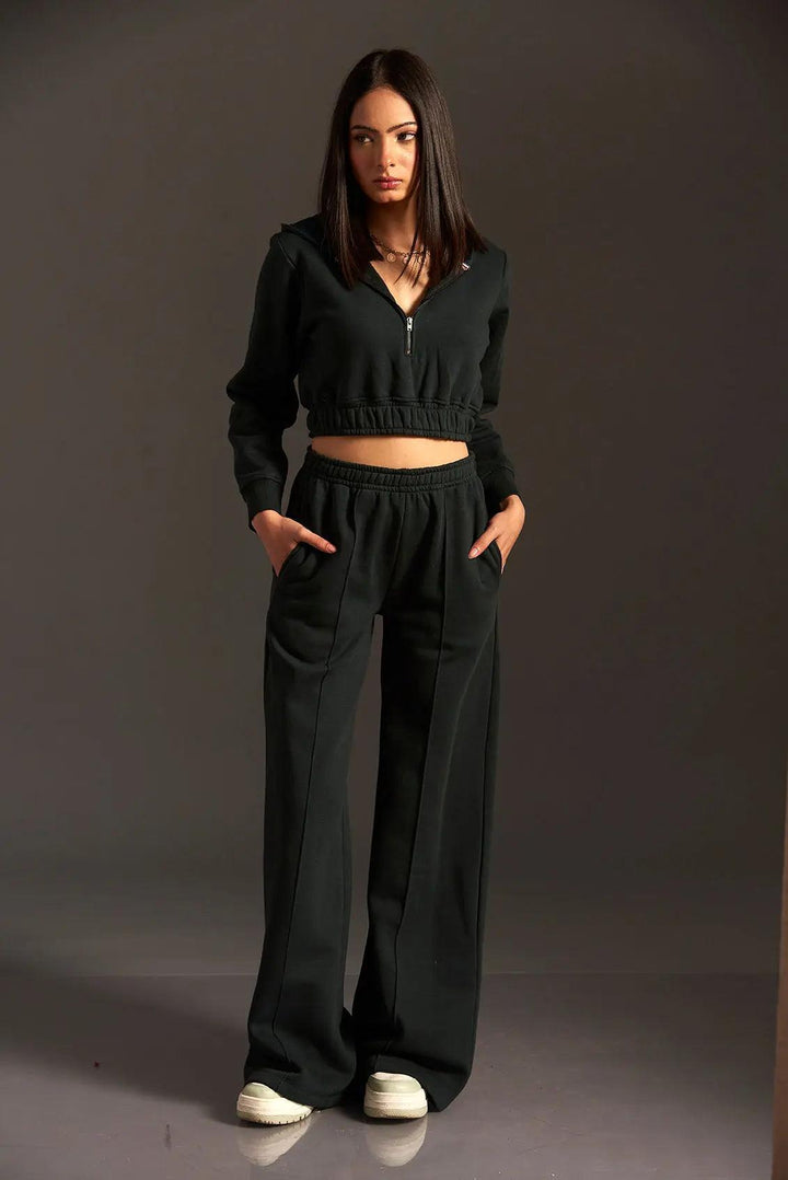 Cropped Hoodie with Flared Jogger Pants - Risate