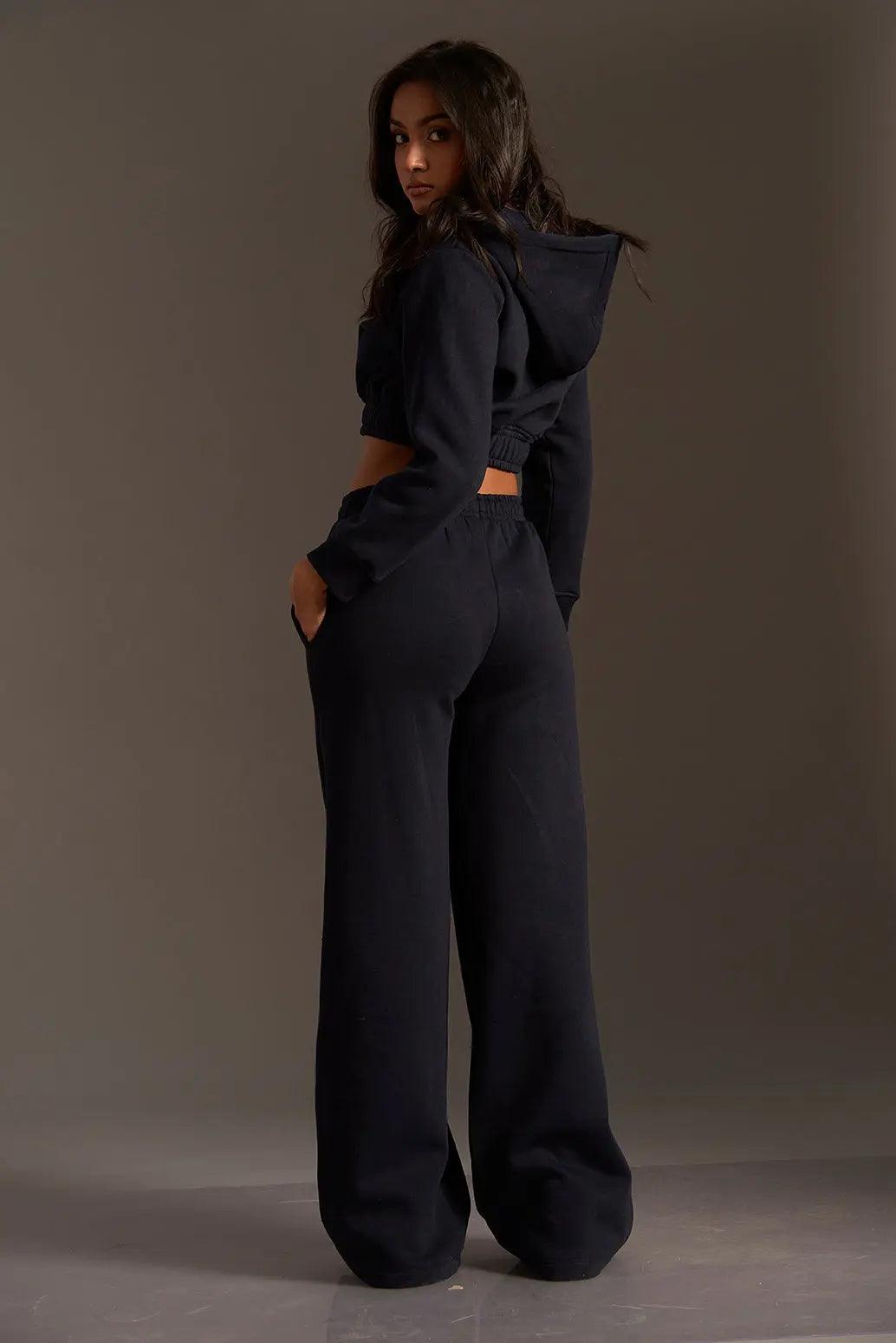 Cropped Hoodie with Flared Jogger Pants - Risate