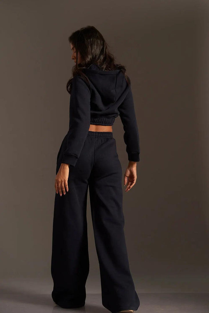Cropped Hoodie with Flared Jogger Pants - Risate