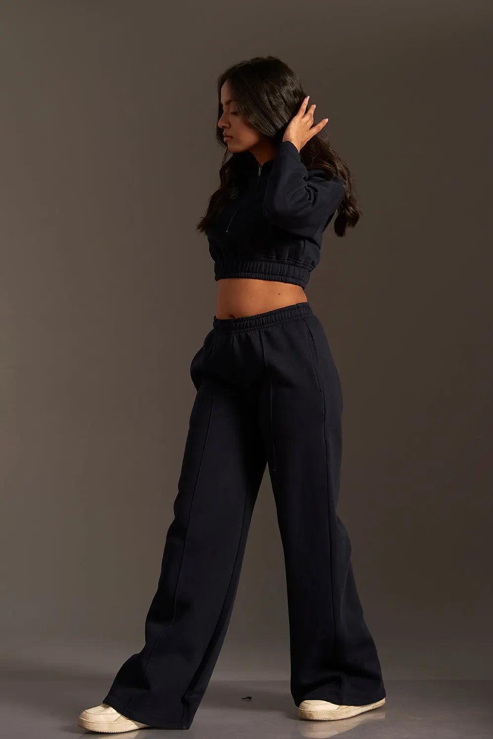 Cropped Hoodie with Flared Jogger Pants - Risate