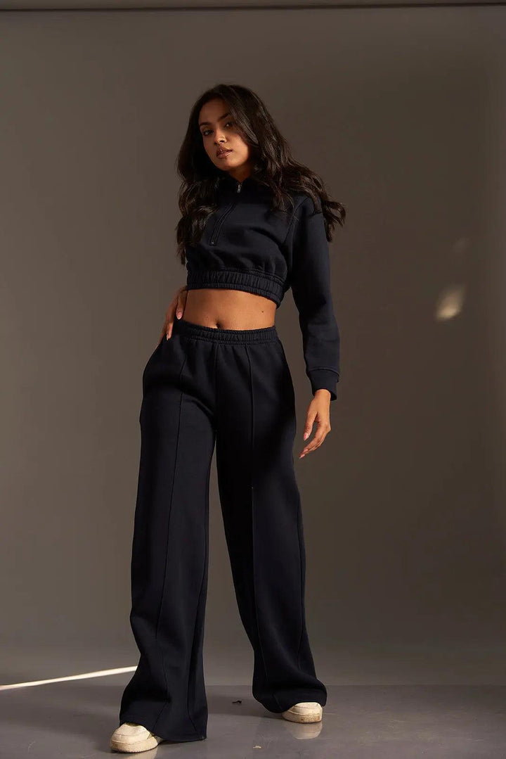 Cropped Hoodie with Flared Jogger Pants - Risate