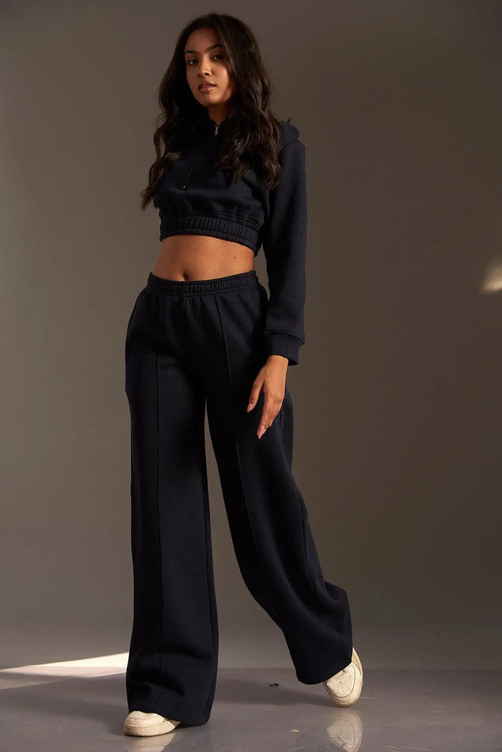 Cropped Hoodie with Flared Jogger Pants - Risate