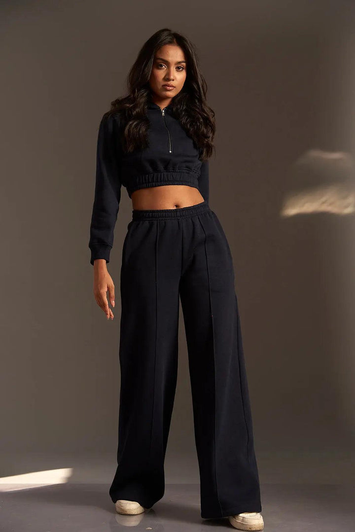 Cropped Hoodie with Flared Jogger Pants - Risate