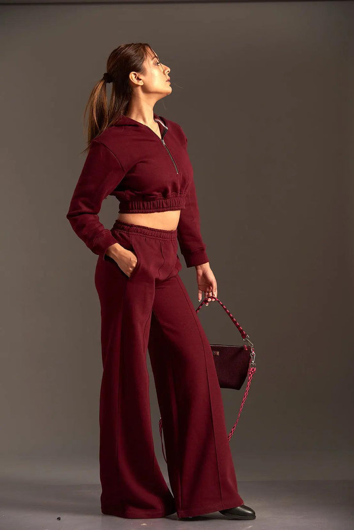 Cropped Hoodie with Flared Jogger Pants - Risate