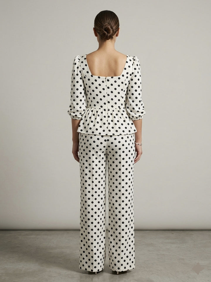 Dottie Peplum Top & Wide-Leg Trouser Set - Risate