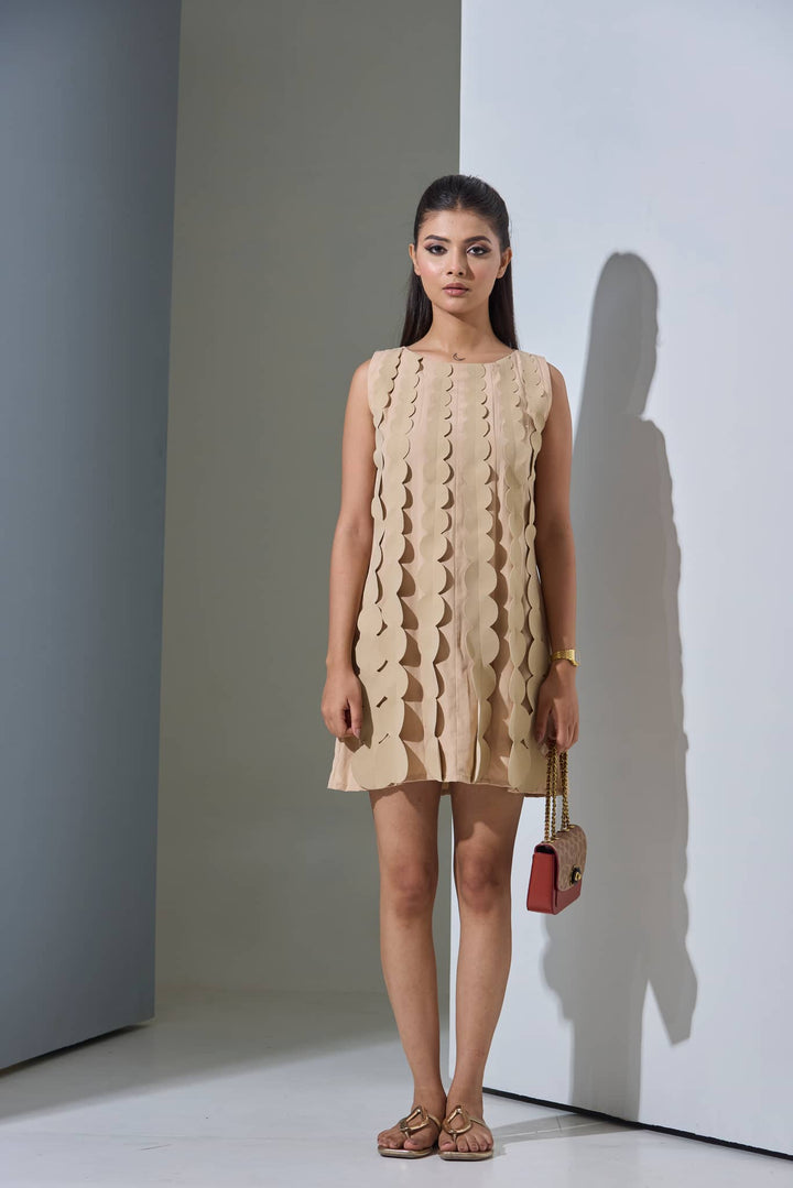 Faux Leather Cascade Pebble Drop Mini Dress - Risate