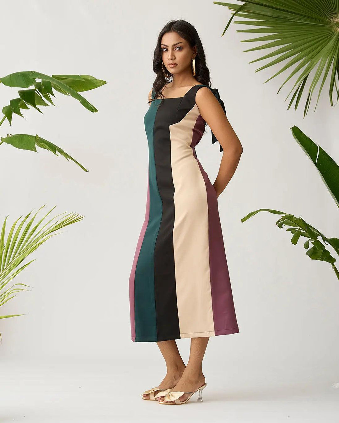 Feathered Harmony Colour block Dress - Risate