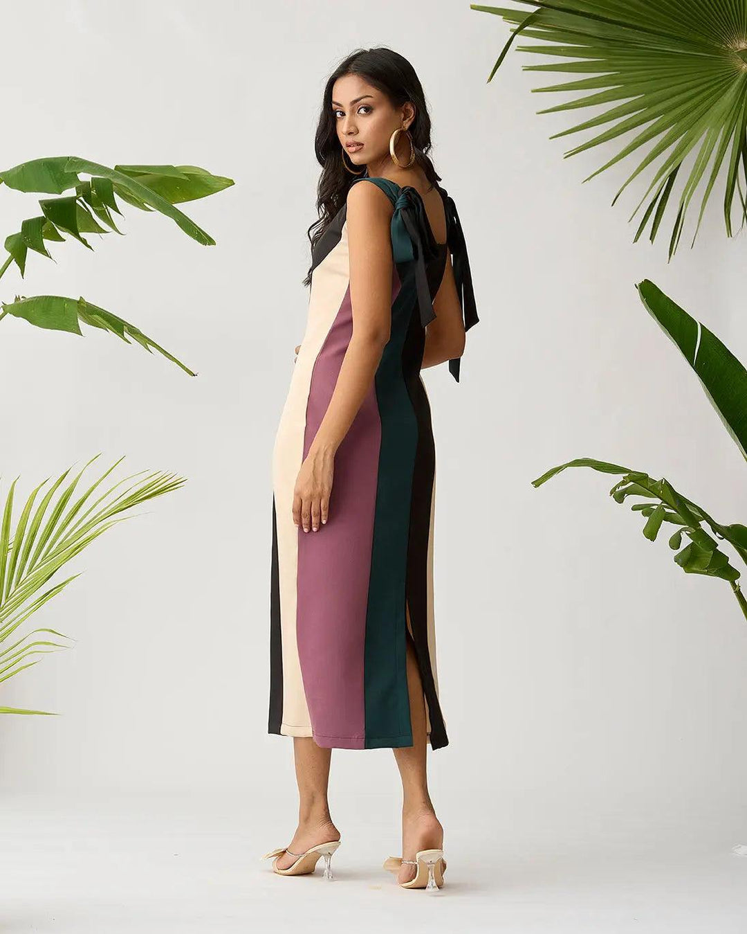 Feathered Harmony Colour block Dress - Risate