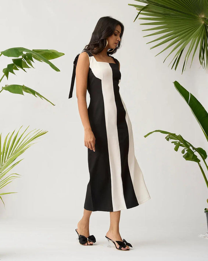 Feathered Harmony Colour block Dress - Risate