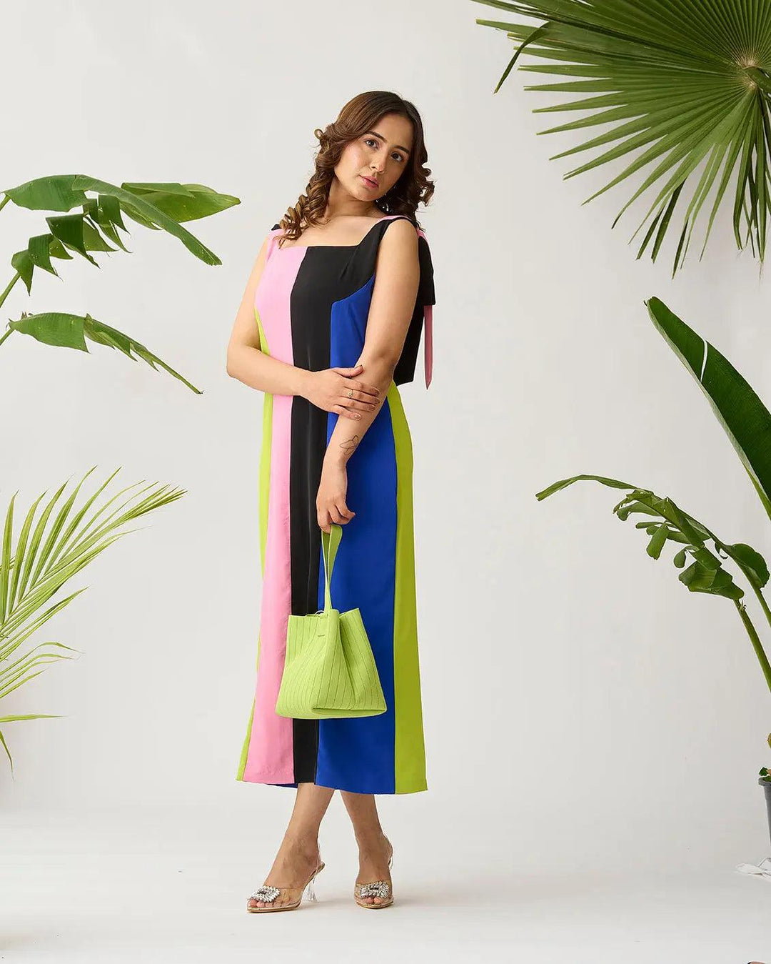 Feathered Harmony Colour block Dress - Risate