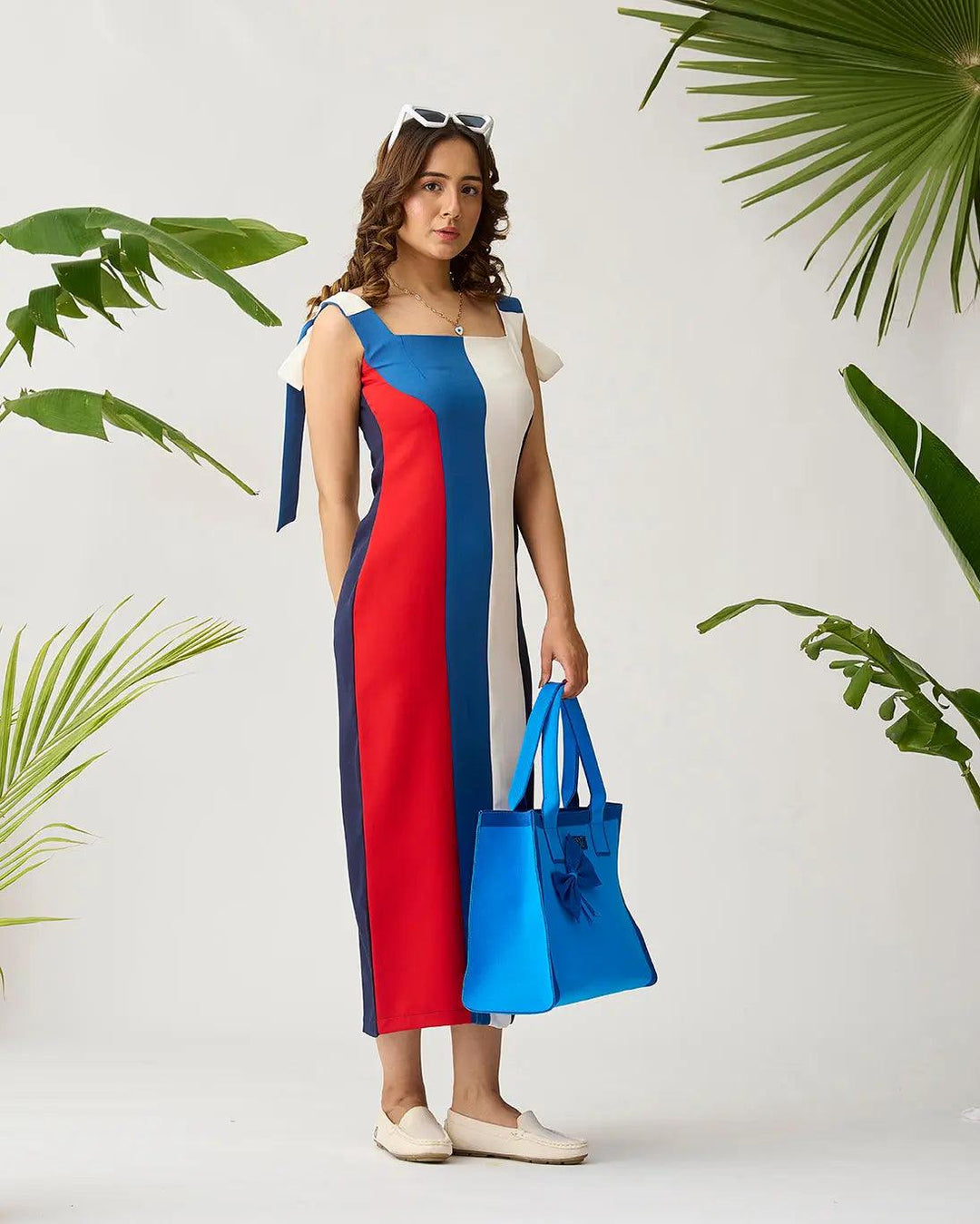 Feathered Harmony Colour block Dress - Risate