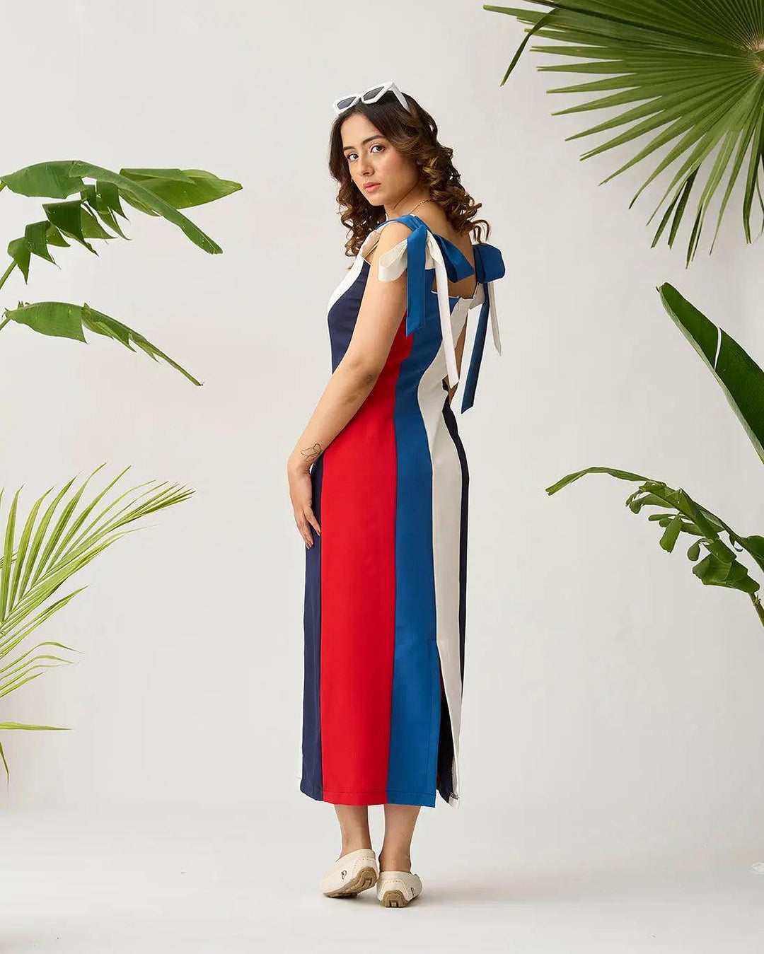 Feathered Harmony Colour block Dress - Risate