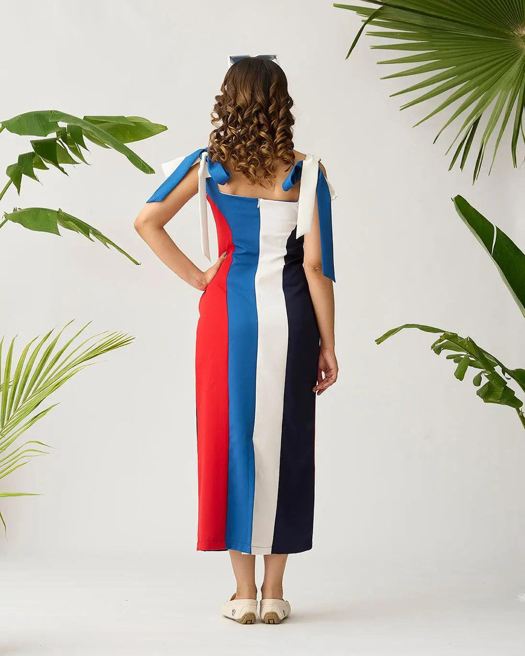 Feathered Harmony Colour block Dress - Risate