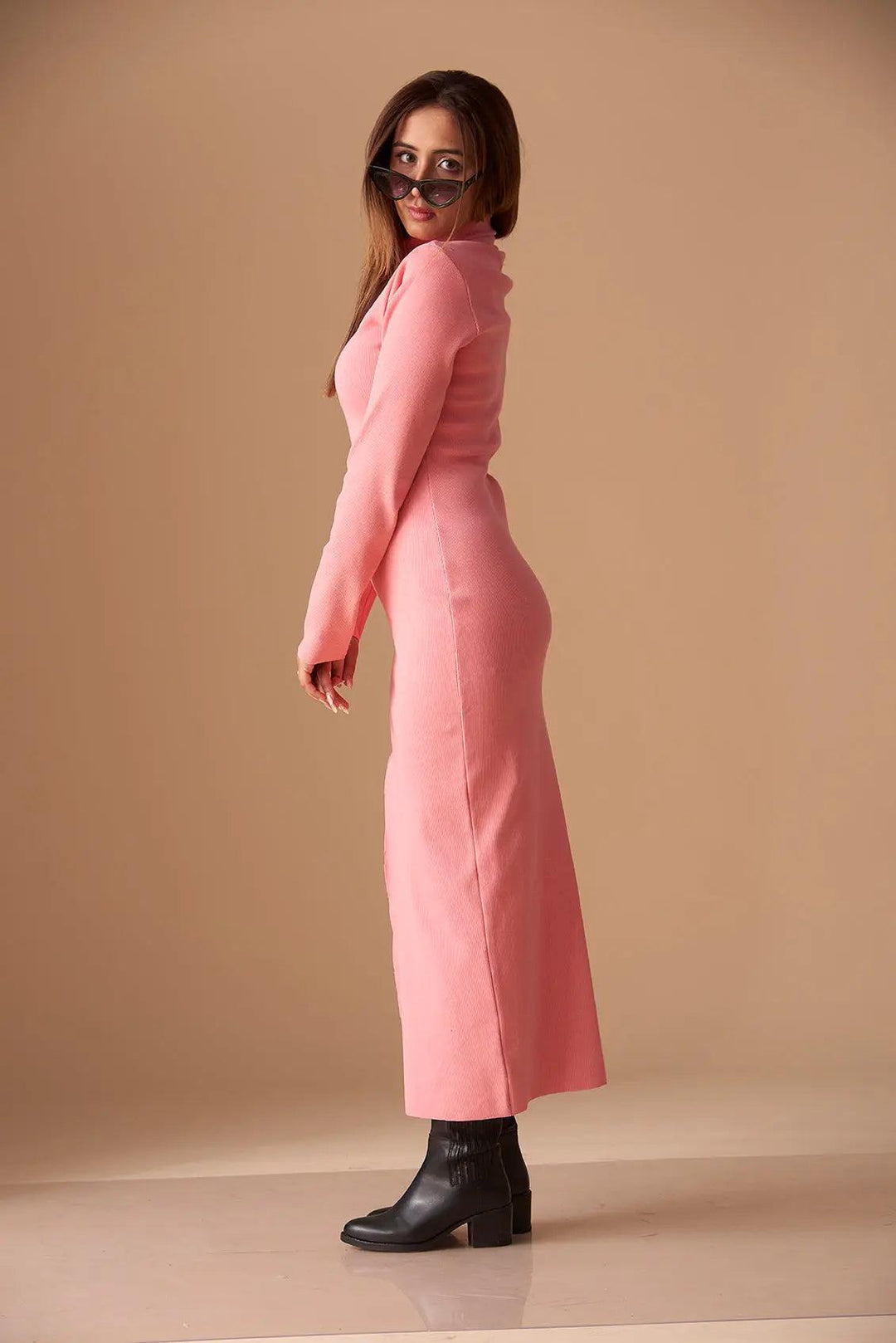 High Neck Side Slit Bodycon Dress - Risate
