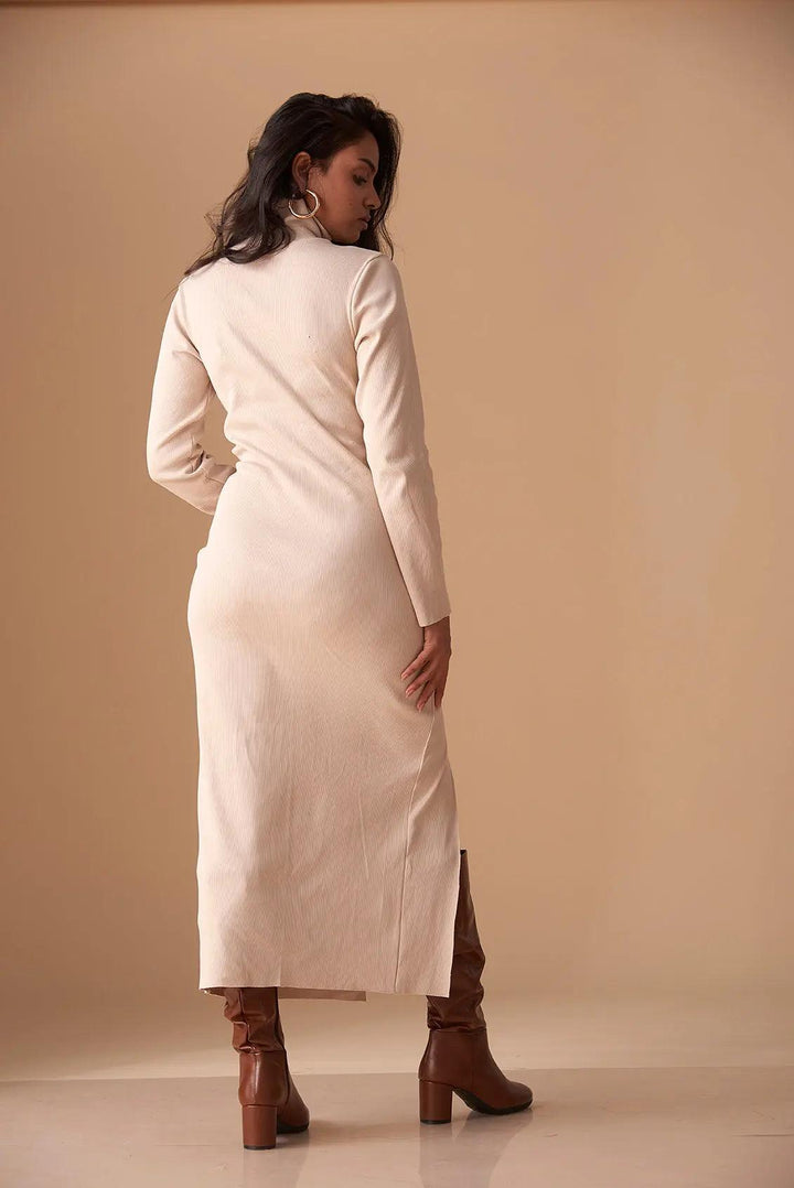 High Neck Side Slit Bodycon Dress - Risate