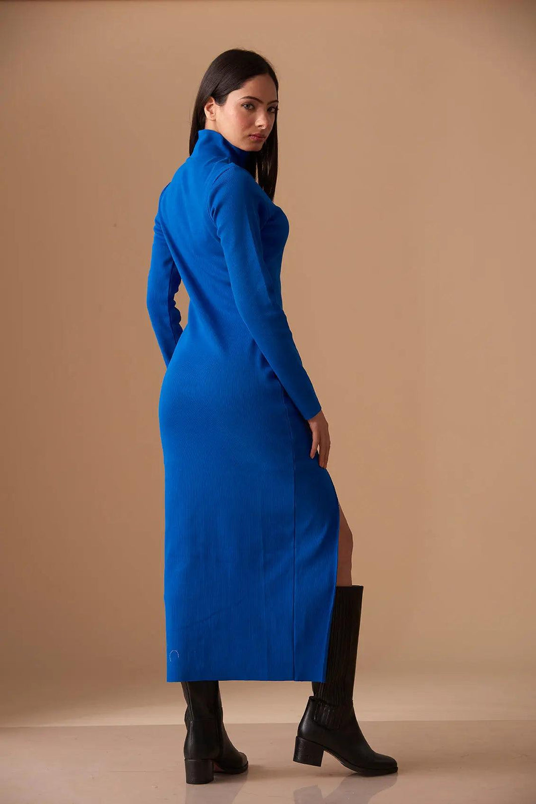 High Neck Side Slit Bodycon Dress - Risate