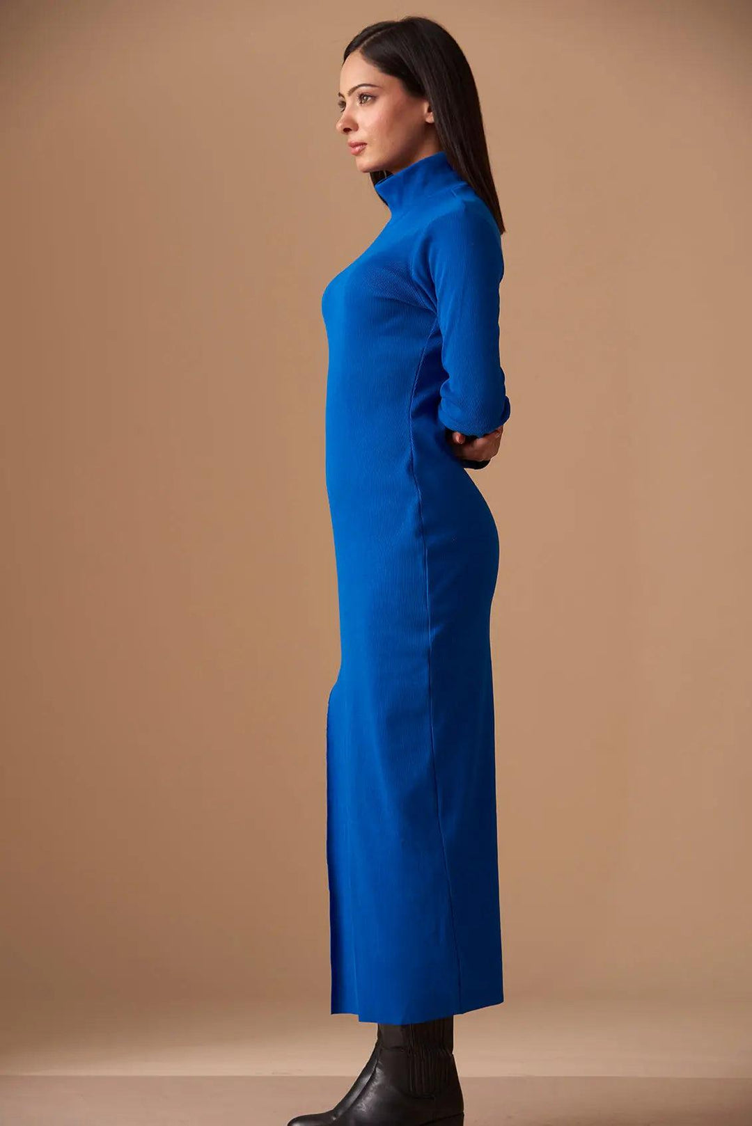 High Neck Side Slit Bodycon Dress - Risate