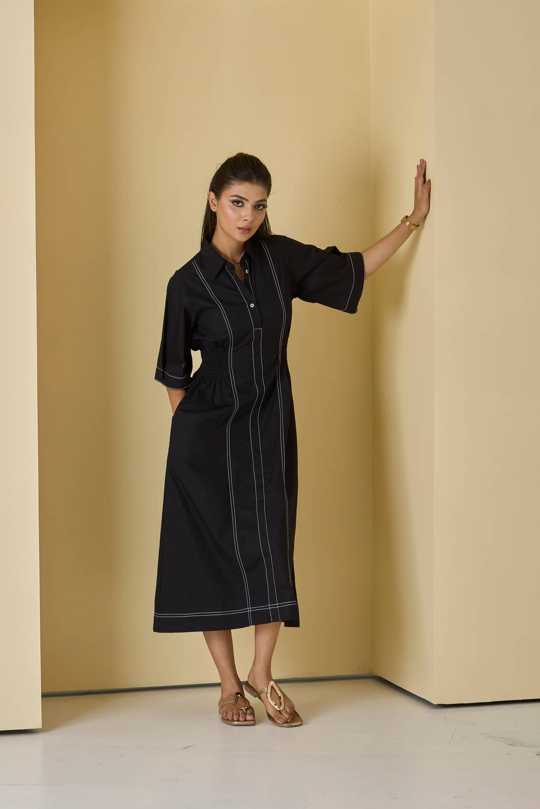 Inka Top Stitch Midi Dress - Risate