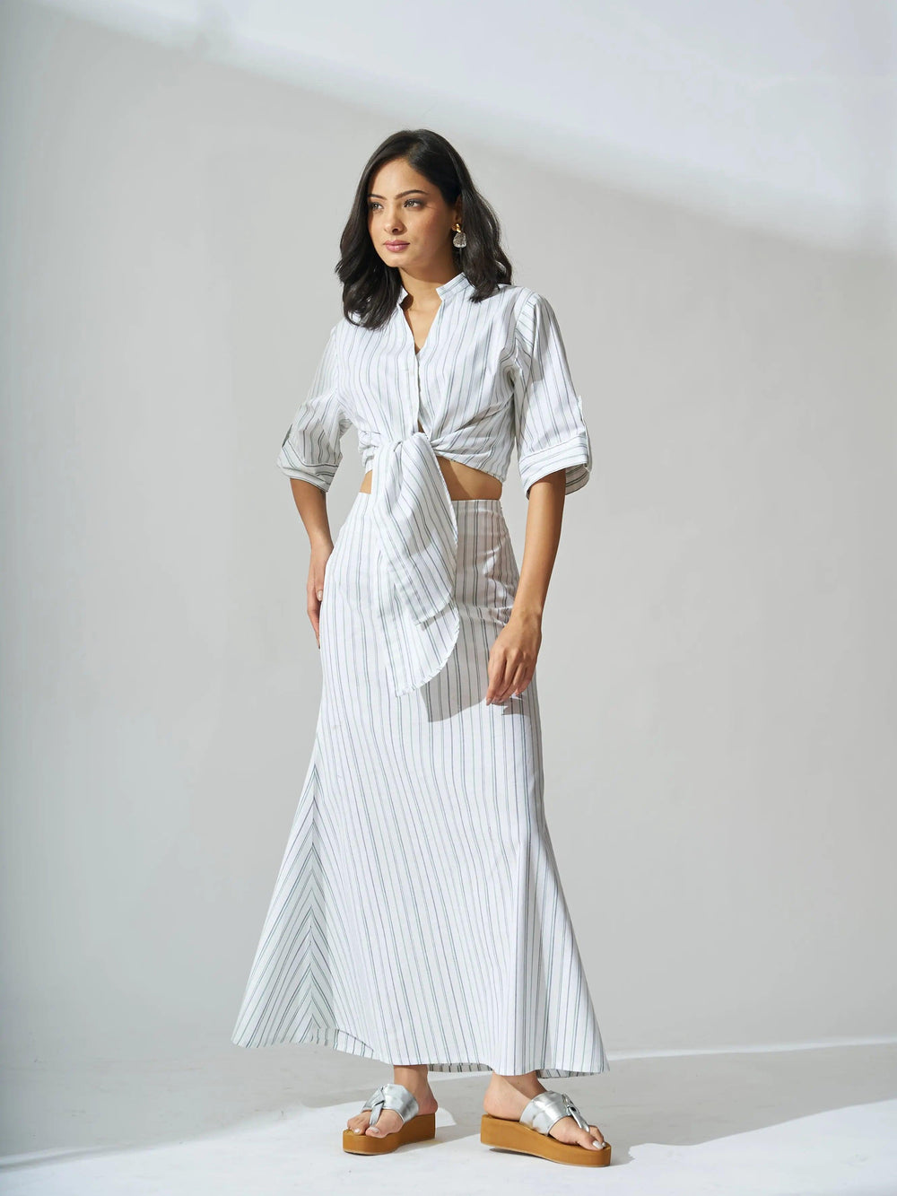 Knot and Flow Cotton Striped Co-ord Set - Risate