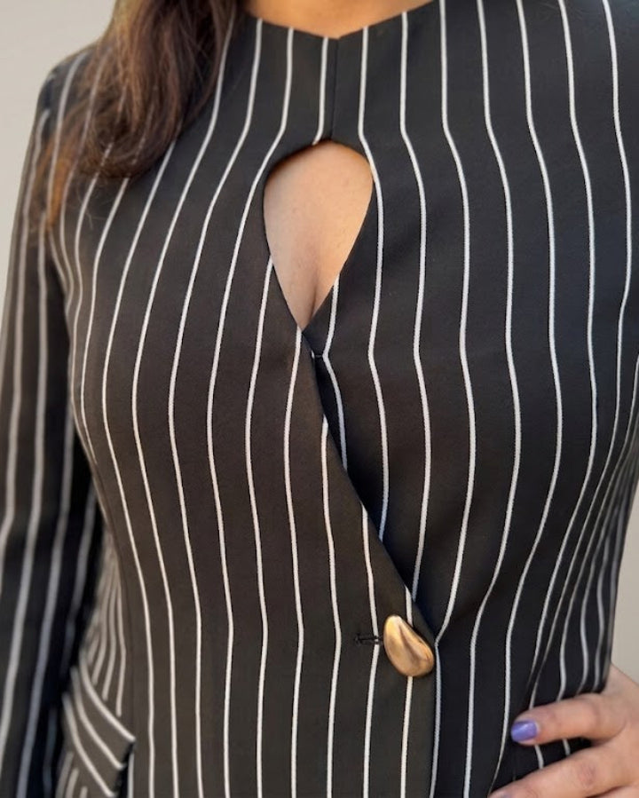 The Noir Pinstripe Keyhole Co-ord Set